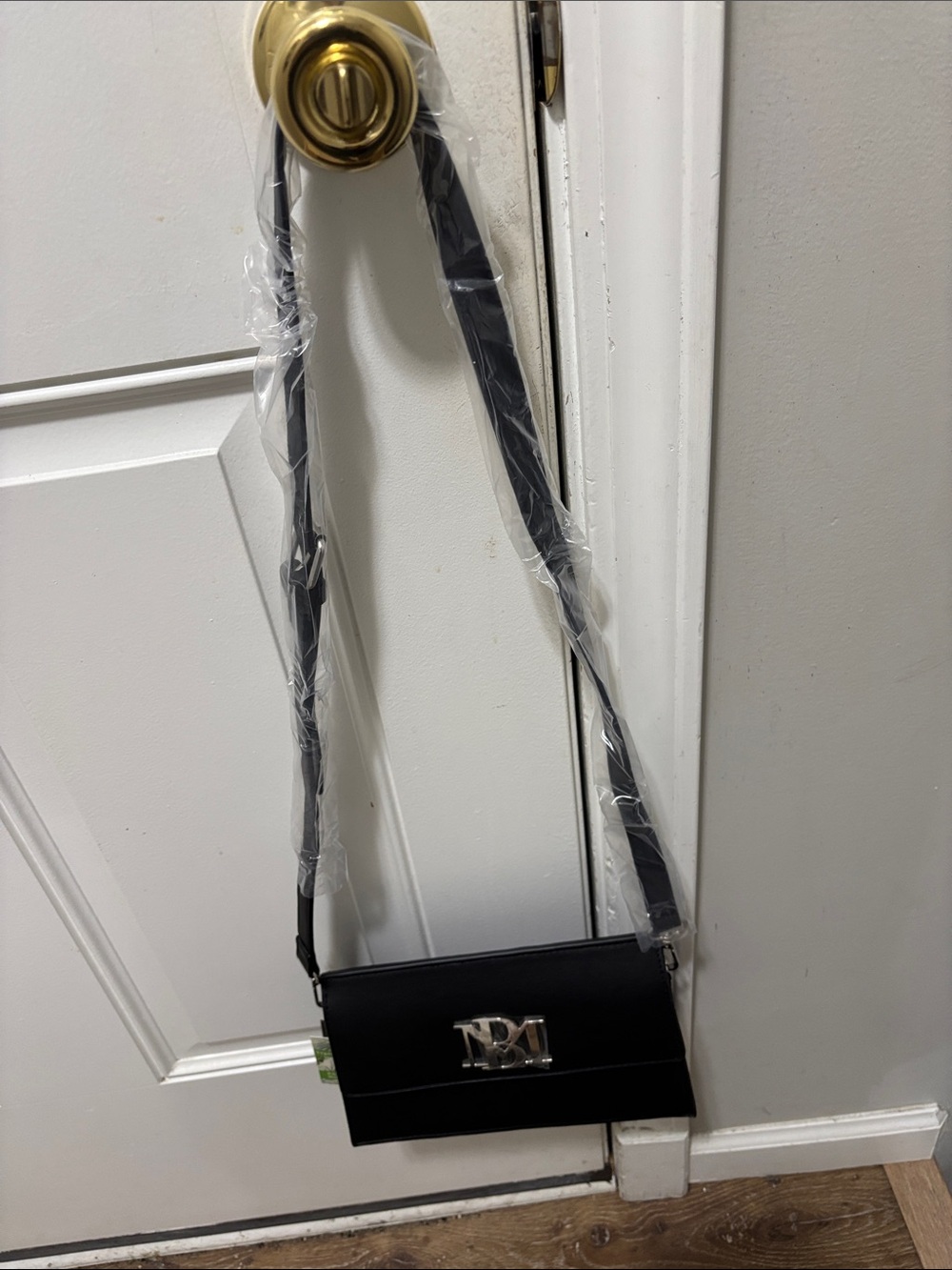 Black Crossbody Bag with Silver Hardware - Women Bags. Badgley Mischka. New